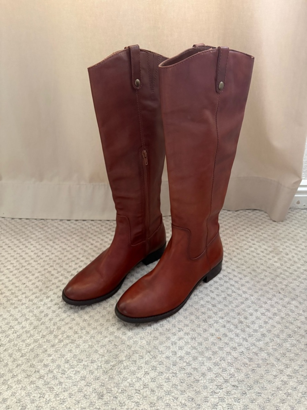 INC International Concepts Tall Leather Over-the-Knee Boots - Chestnut Brown